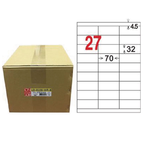 【龍德】LONGDER 三用電腦標籤 A4 27格 32*70mm可再貼1000張/箱 LD-8108-WR-B(適用雷射、噴墨、影印)【龍德】LONGDER 三用電腦標籤 A4 27格 32*70mm可再貼1000張/箱 LD-8108-WR-B(適用雷射、噴墨、影印)