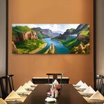 【御畫房】江山攬勝 國家一級畫師手繪油畫60&times;120cm(VF-45), , large