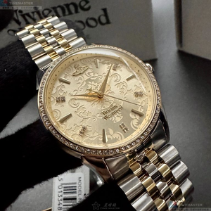 [星晴錶業]Vivienne Westwood手錶,38mm,VW30325銀白色錶面金色錶殼金銀相間精鋼錶帶款