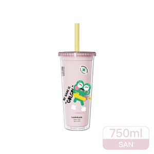 樂扣酷趣珍奶吸管隨行杯750ml-開心蛙粉