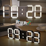 【我型我色&reg;生活百貨】數字LED立體3D時尚掛鐘 靜音電子夜光鬧鐘 科技感數字顯示 復古工業風（新款斜體）, , large