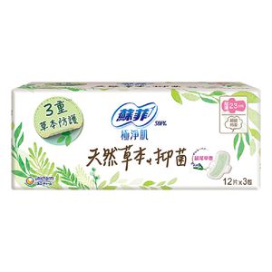 蘇菲極淨肌天然草本抑菌超薄潔翼日用(23cm)12PCx3
