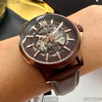[星晴錶業]Kenneth Cole手錶,44mm,KC50779004古銅機械鏤空錶面古銅色錶殼咖啡色真皮皮革錶帶款, , large