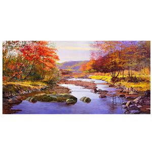 【御畫房】金秋溪水 國家一級畫師手繪油畫60&times;120cm(VF-146)