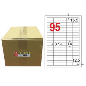 【龍德】LONGDER 三用電腦標籤 A4 95格 14*37mm 可再貼1000張/箱 LD-873-WR-B(適用雷射、噴墨、影印)