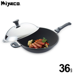 Miyaco 米雅可 遠紅外線陶瓷不沾炒鍋可用鐵鏟附蓋 36cm附蓋-Leidea樂德兒, , large