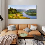 【御畫房】湖畔小鹿 國家一級畫師手繪油畫60&times;120cm(VF-120), , large