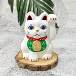 maneki-neko-Patterned Green (Left Paw Raised), , large