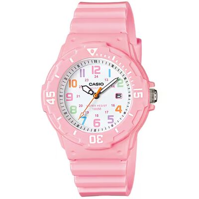CASIO 卡西歐 迷你運動風指針手錶-粉x白 LRW-200H-4B2V