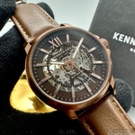 [星晴錶業]Kenneth Cole手錶,44mm,KC50779004古銅機械鏤空錶面古銅色錶殼咖啡色真皮皮革錶帶款, , large