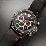 [星晴錶業]FERRARI手錶,46mm,FE00084黑色錶面銀錶殼深黑色真皮皮革錶帶款, , large
