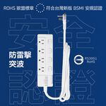 《台灣製造》 5開4座 新極簡白 延長線 USB+TYPE-C多功能孔位 寵物友善 嬰孩友善 180CM 270CM, , large