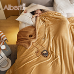 Albert家居《卡其駝》法蘭絨羊羔絨加厚雙層暖暖被毯 1入 (保暖 毛毯 毯子), , large