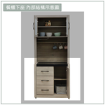 【唯熙傢俱】蘿拉鋼刷灰2.7尺餐櫃, , large