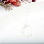 【Angel & Me】Hammered Crescent moon s925 sterling silver necklace birthday gift, , large
