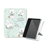 VXTRA 療癒萌寵 2025 iPad 11代/2022 iPad 10代 共用 Y折晶透 防摔立架皮套(笑笑犬)+9H玻璃貼(合購價), , large