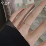 【Gulicc】古莉可 戒指 韓版簡約鋯石V行戒指, , large