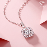 【CF鑽飾】項鍊 莫桑鑽《皇家方包》1克拉 純銀項墜, , large