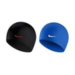 NIKE 成人矽膠泳帽 比賽 競賽 訓練 游泳 運動 簡約 素色 通用尺寸 低過敏 彈性 舒適 矽膠 貼合 耐用 黑 藍, , large