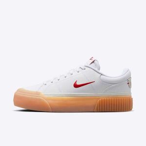Kixpress-Nike Court Legacy Lift 女 運動休閒鞋 厚底 舒適 穿搭 白 紅 [FV5526-103]