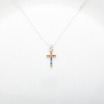 【Angel & Me】Bless Rainbow Cross s925 sterling silver necklace God Jesus gift, , large
