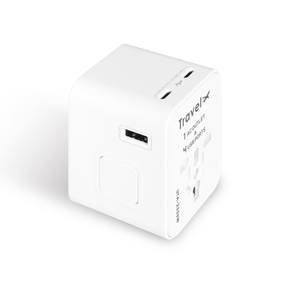 聖岡科技 全球通A+C 4孔USB萬國轉換插頭UTA-2336W(白)