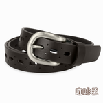 【CH-BELT 銓丞皮帶】造型新潮女帶 曲線排洞 細版女生皮帶腰帶(黑/咖), , large