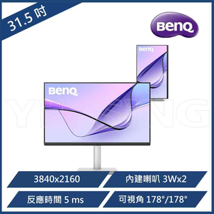 【BenQ 明基】MA320UP 4K鏡面款 最適合MAC外接護眼螢幕 (32型/HDR600/USB-C(90W)/HDMI/內建喇叭)