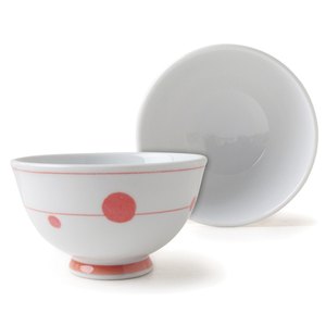 [豐名日本餐具] 4.0"輕量飯碗 線水玉 赤色 有田燒 / C04RB0-337