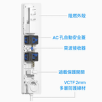 【山水之寶】Unipapa 100W 有序延長線超充版 180cm＋三孔TYPE-C PD快充 GaN氮化鎵技術 過載保護, 白色, large