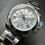 [星晴錶業]CASIO手錶,44mm,CA56831銀色錶面銀錶殼銀色精鋼錶帶款, , large