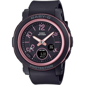 CASIO 卡西歐 BABY-G 緞帶雙顯女錶-黑/粉色 BGA-290RA-1A