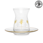【SOLO Vintage】LCW Home 130ml Golden Palm Glass Tea Cups Set Made in Turkey, , large
