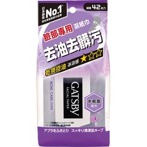 GATSBY FACIALWIPESACNE CARE 42SHEETS