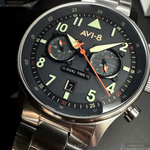 [星晴錶業]新品牌手錶,44mm,AV52665藍綠色錶面銀錶殼銀色精鋼錶帶款, , large