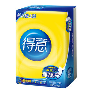 得意平版式花紋衛生紙350張6包