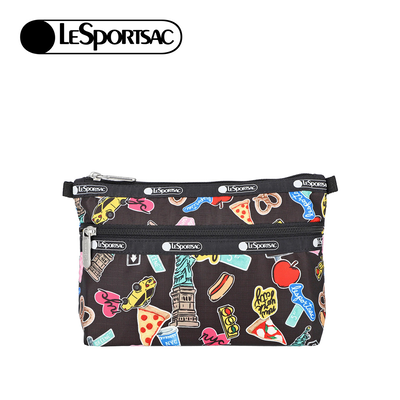 Lesportsac Cosmetic Clutch 雙層拉鍊化妝包 收納袋 盥洗包 女包(紐約城市)L262-7105P-HG79