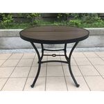 【BROTHER兄弟牌】90cm-105公分鋁合金塑木圓桌+4張塑木椅(深咖啡色)-室外鋁框不生鏽耐用, , large