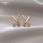 【Gulicc】古莉可 耳環  交叉珍珠耳環, , large