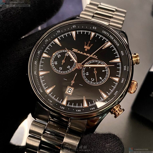 [星晴錶業]MASERATI手錶,46mm,R8873646001黑色錶面黑錶殼深黑色精鋼錶帶款