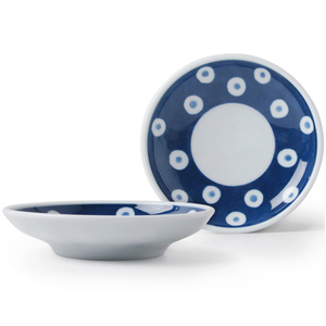 [豐名日本餐具] 4.0"輕量盤 藍底白圈 有田燒 / C04PL0-241-DB