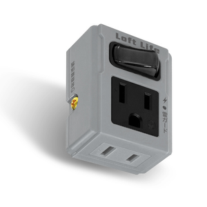工業風節電1開2插防雷分接器(煙燻藍) 防雷保護 節能開關 2P+3P