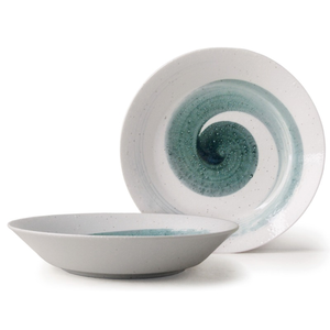 [豐名日本餐具] 8.0"湯盤 綠漩紋 / C08PL0-643-2