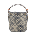 TORY BURCH T Monogram 經典緹花帆布迷你二用水桶包(海軍藍), , large
