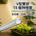 【君沛】V型雙排 2呎 T8一體式植物燈 25W 全光譜 抑制徒長 觀葉 鹿角蕨 植物櫃層架補光 自然光感 免燈座, , large