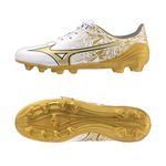 MIZUNO &alpha; SELECT Jr. 一般楦 兒童足球釘鞋 草地 白x金 P1GB246550 23FWO 【樂買網】, , large
