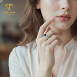 【CF鑽飾】戒指《星羽》天然藍寶石 1克拉純銀女戒, , large