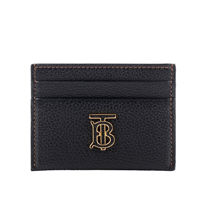 BURBERRY TB 標誌粒紋牛皮4卡名片/卡片夾/黑色