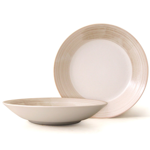 [豐名日本餐具] 8.0"湯盤 棕圈刷毛 / C08PL0-532