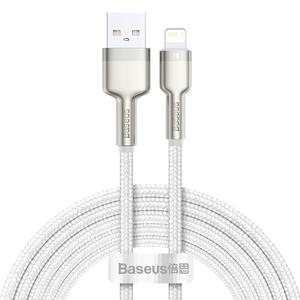 【BASEUS】2.4A Cafule Series Metal Data Cable USB to Lightning 200cm White Color